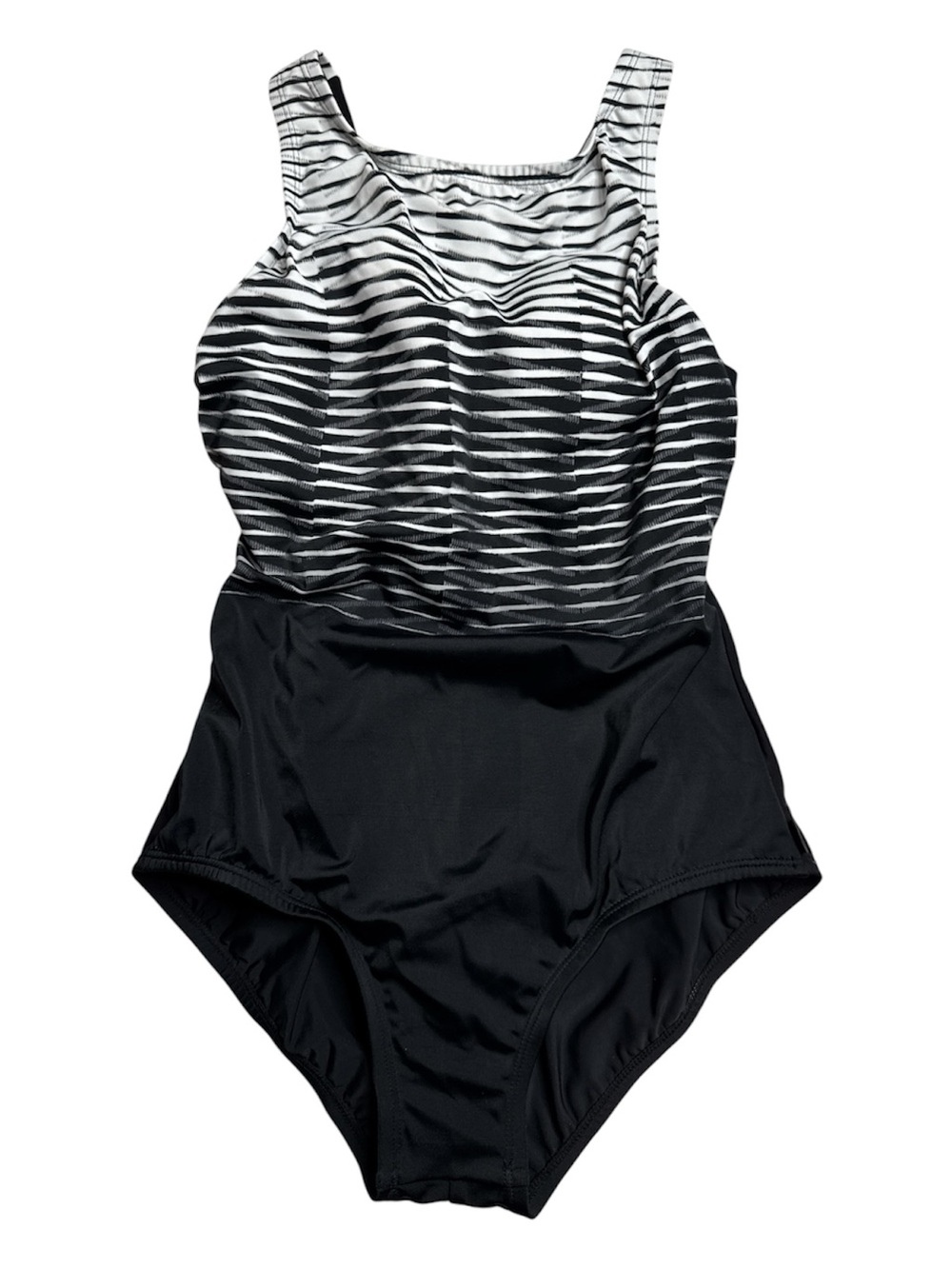 Reebok Black & White One-Piece Swimsuit - Women Swim Size 8